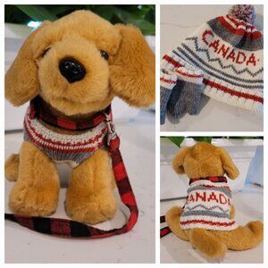 Maplelea Puppy with Leash & Sweater & Matching Hat/Mitts for your 18 Inch Doll